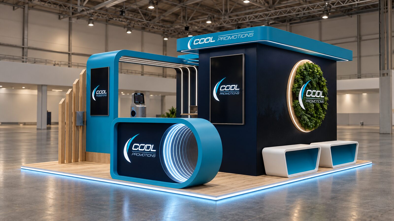 Modular island exhibition stand produced by Cool Promotions